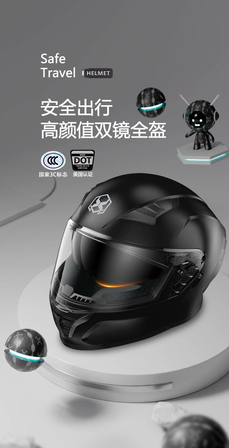 Hot Helmet Products Men Motorcycle Helmet Full Face DOT Approved Moto Helmet 3c Approved Electric Scooter Motocross Helmet UV Protection & HD Lens